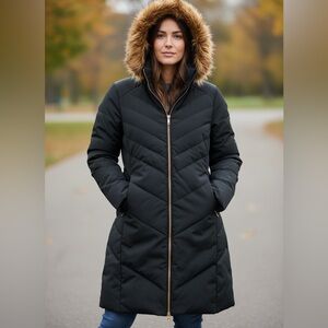 Cole Haan Signature Women's Black Down Feather Puffer Coat Large
